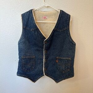 Vintage LEVI’S Orange Tab Sherpa Lined Denim Jean Vest